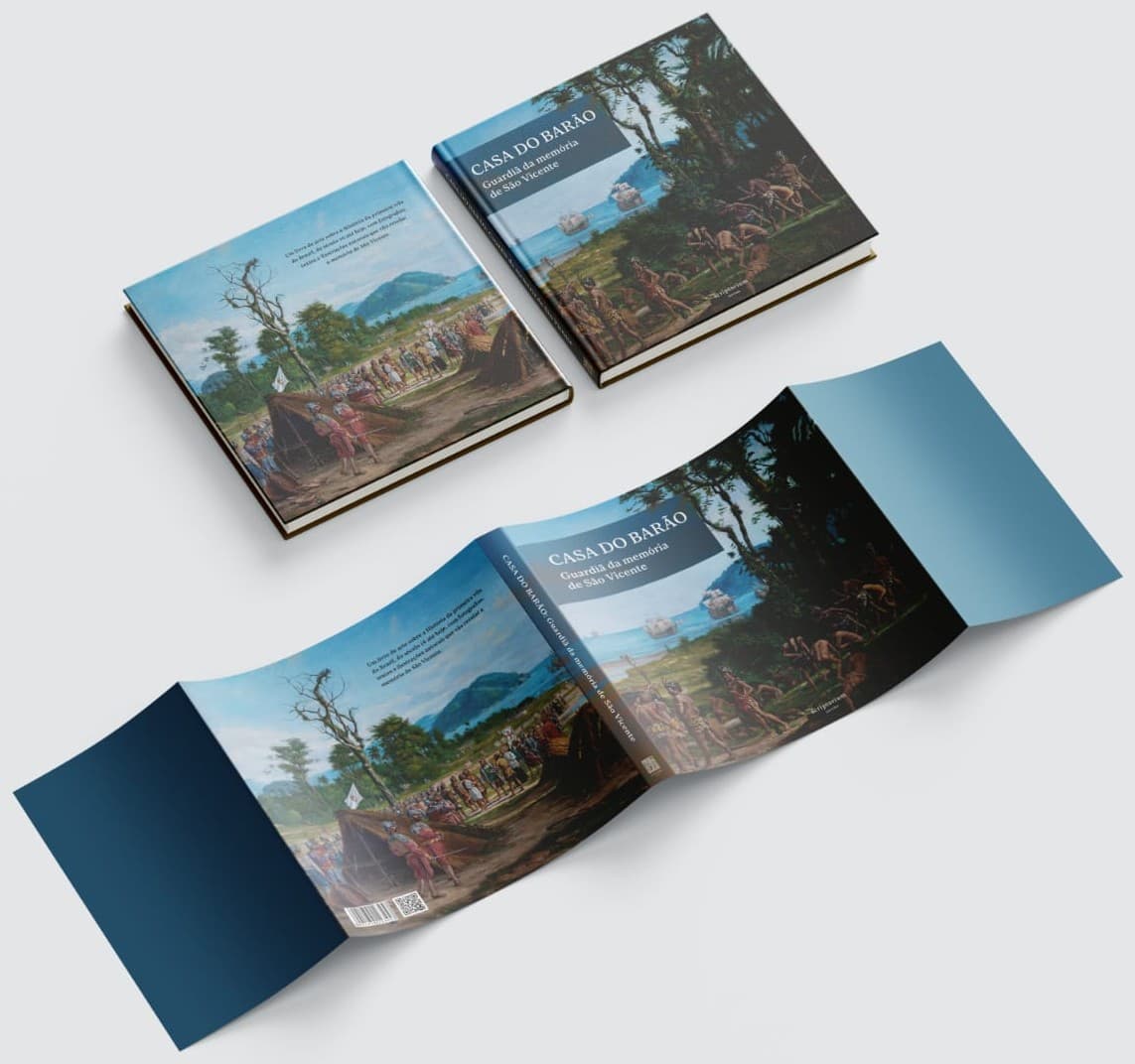 Mockup do livro Casa do Barão: Guardiã da Memória de São Vicente